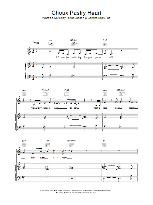 Corinne Bailey Rae Choux Pastry Heart Sheet Music Notes & Chords for Piano, Vocal & Guitar - Download or Print PDF