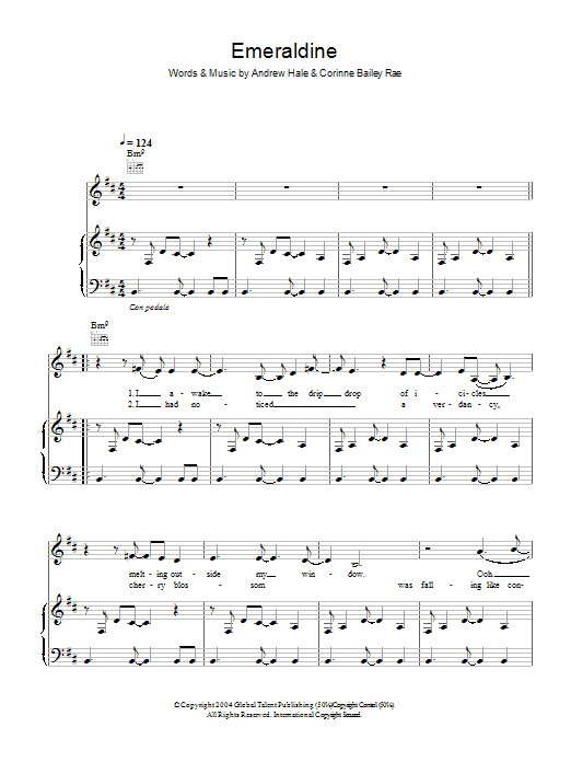 Corinne Bailey Rae Emeraldine Sheet Music Notes & Chords for Lyrics & Chords - Download or Print PDF