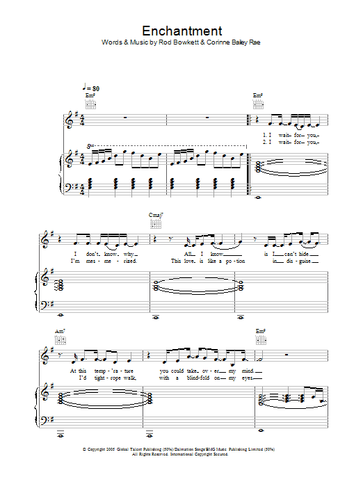 Corinne Bailey Rae Enchantment Sheet Music Notes & Chords for Piano, Vocal & Guitar (Right-Hand Melody) - Download or Print PDF