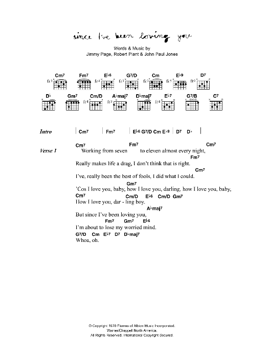 Corinne Bailey Rae Since I've Been Loving You Sheet Music Notes & Chords for Guitar Chords/Lyrics - Download or Print PDF