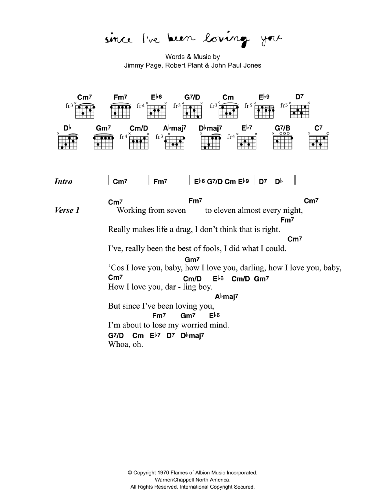 Corinne Bailey Rae Since I've Been Loving You Sheet Music Notes & Chords for Guitar Chords/Lyrics - Download or Print PDF