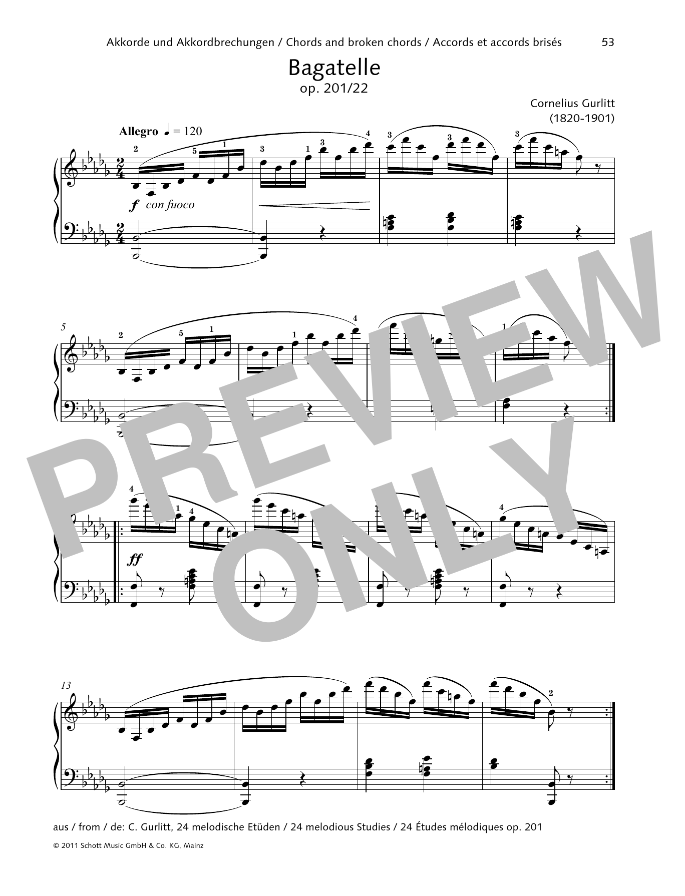 Cornelius Gurlitt Bagatelle Sheet Music Notes & Chords for Piano Solo - Download or Print PDF