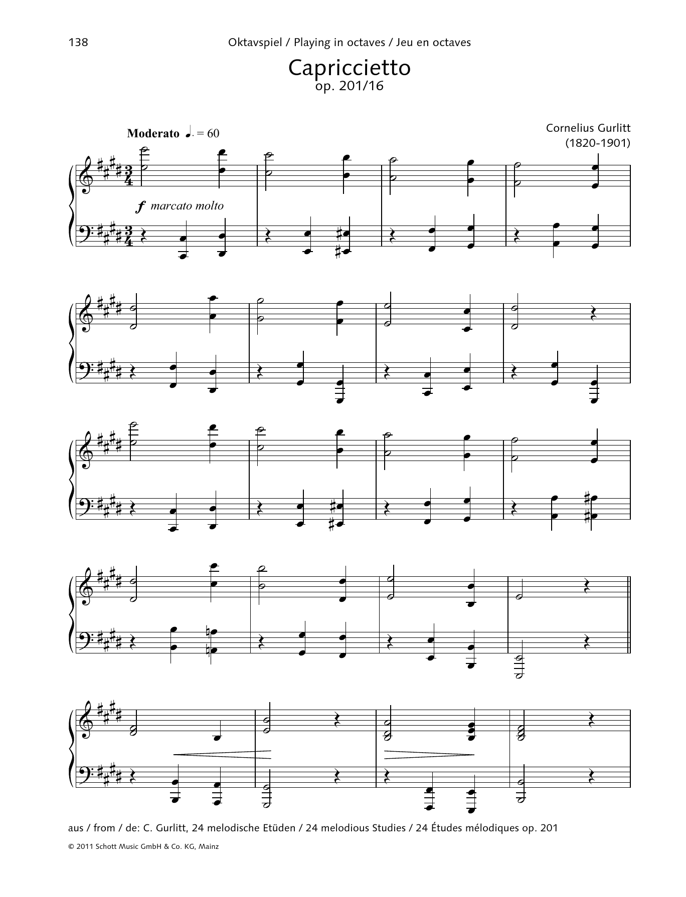 Cornelius Gurlitt Capriccietto Sheet Music Notes & Chords for Piano Solo - Download or Print PDF