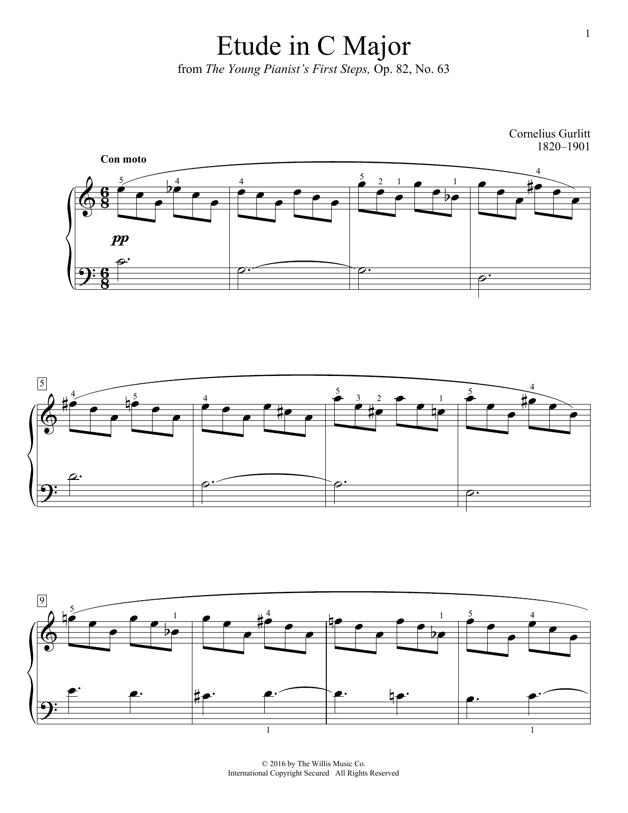 Cornelius Gurlitt Etude In C Major Sheet Music Notes & Chords for Educational Piano - Download or Print PDF