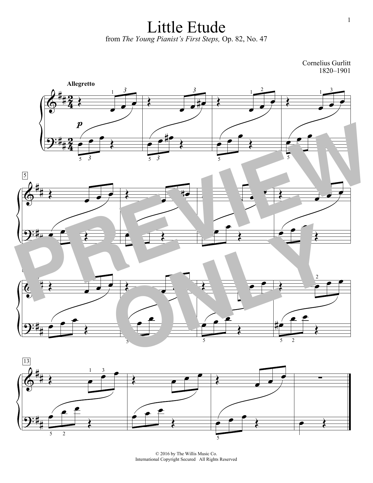 Cornelius Gurlitt Little Etude Sheet Music Notes & Chords for Educational Piano - Download or Print PDF