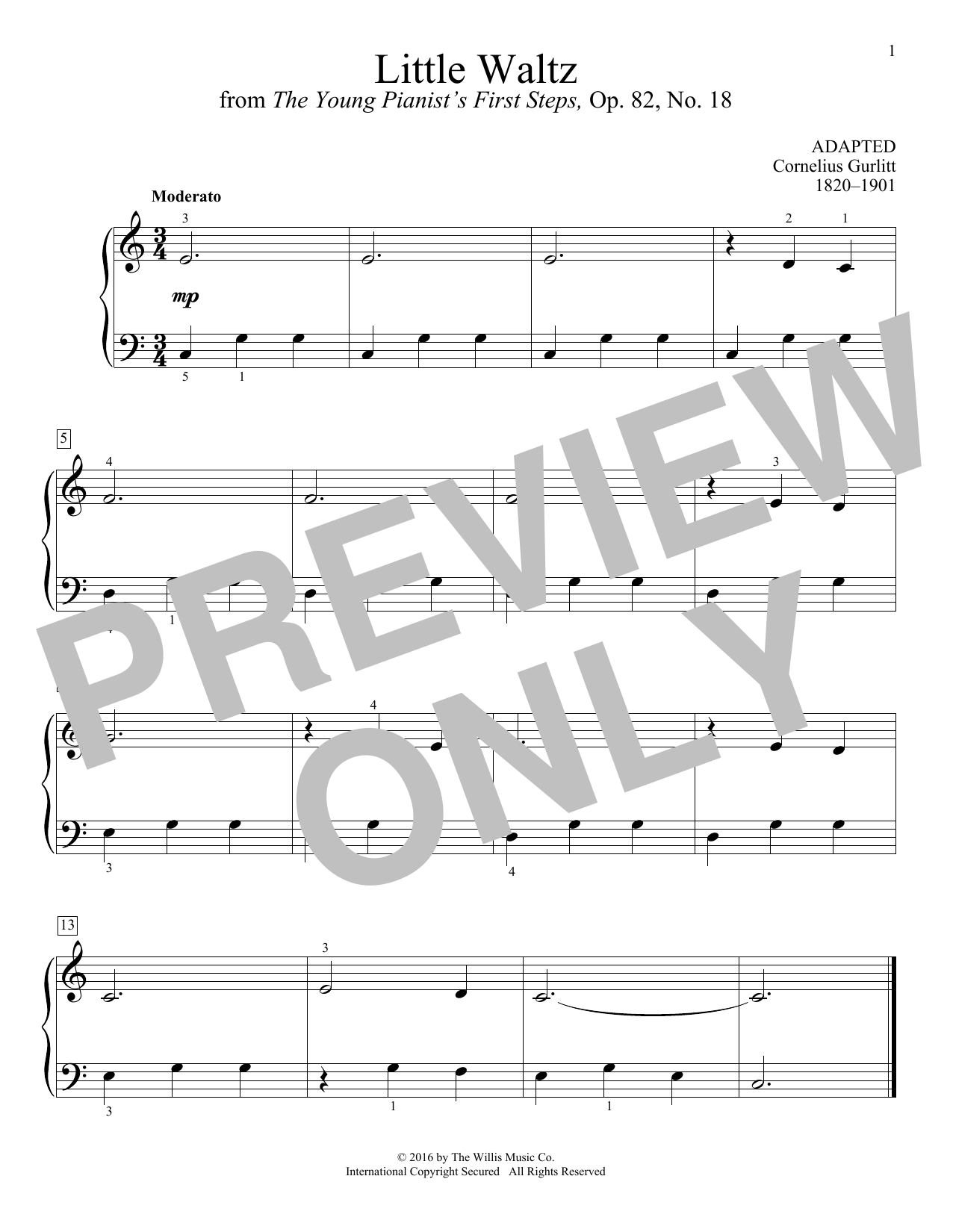 Cornelius Gurlitt Little Waltz Sheet Music Notes & Chords for Educational Piano - Download or Print PDF