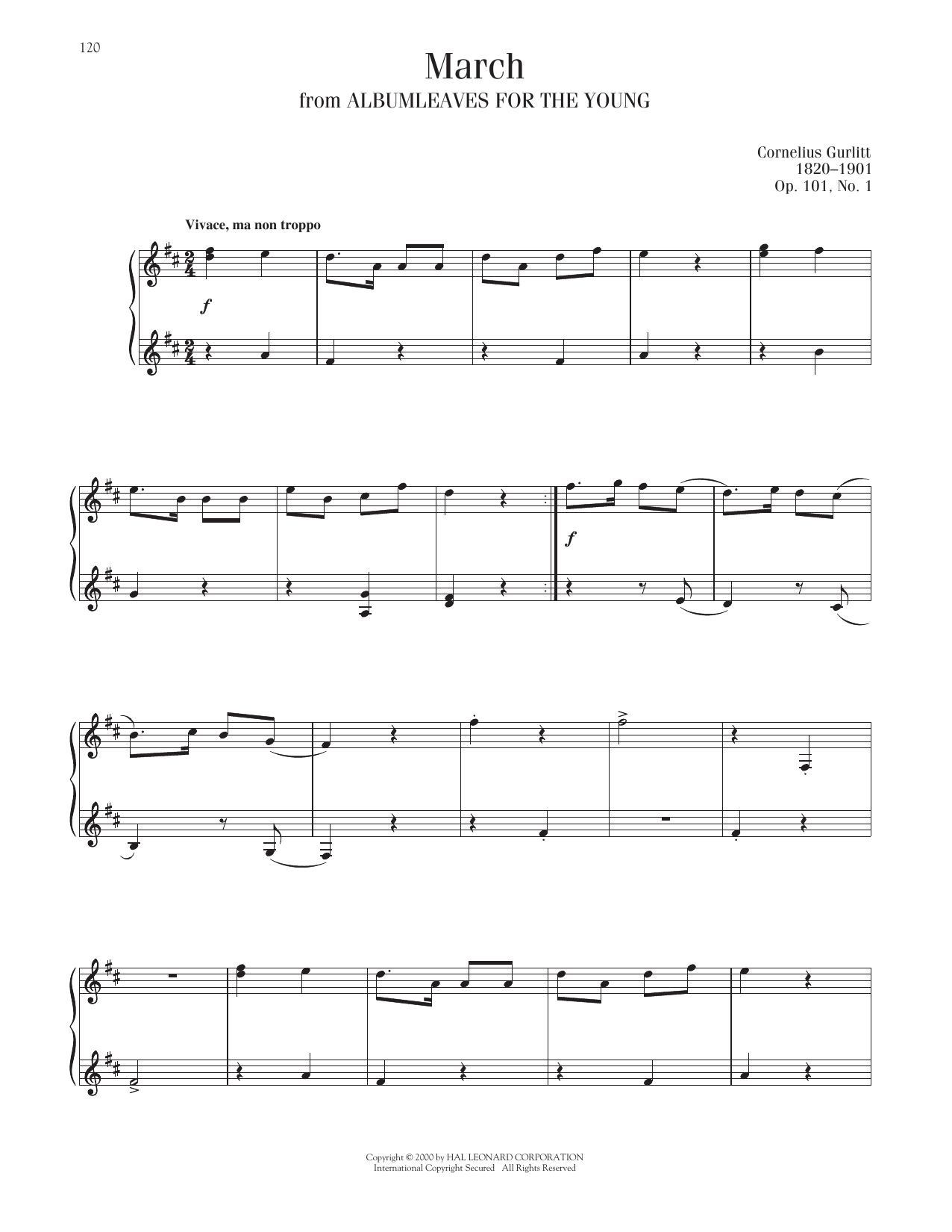 Cornelius Gurlitt March, Op. 101, No. 1 Sheet Music Notes & Chords for Piano Solo - Download or Print PDF