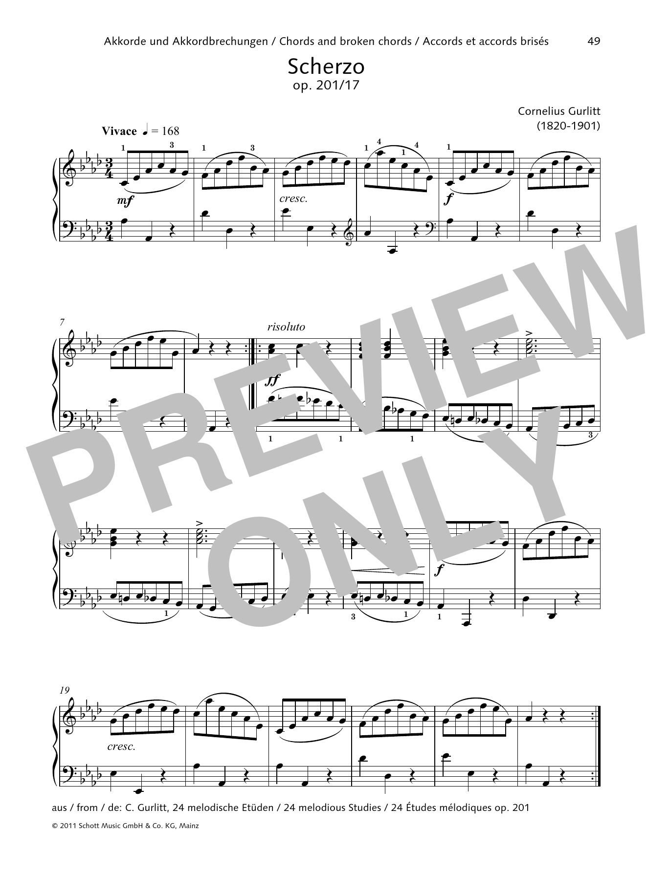 Cornelius Gurlitt Scherzo Sheet Music Notes & Chords for Piano Solo - Download or Print PDF