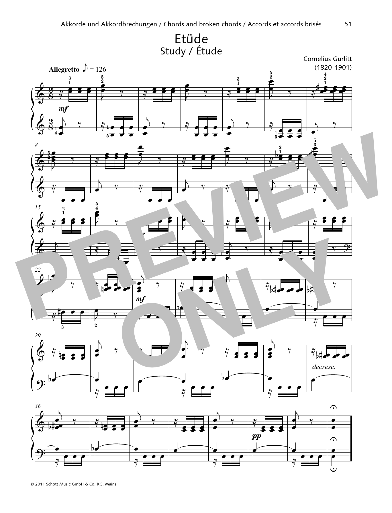 Cornelius Gurlitt Study Sheet Music Notes & Chords for Piano Solo - Download or Print PDF