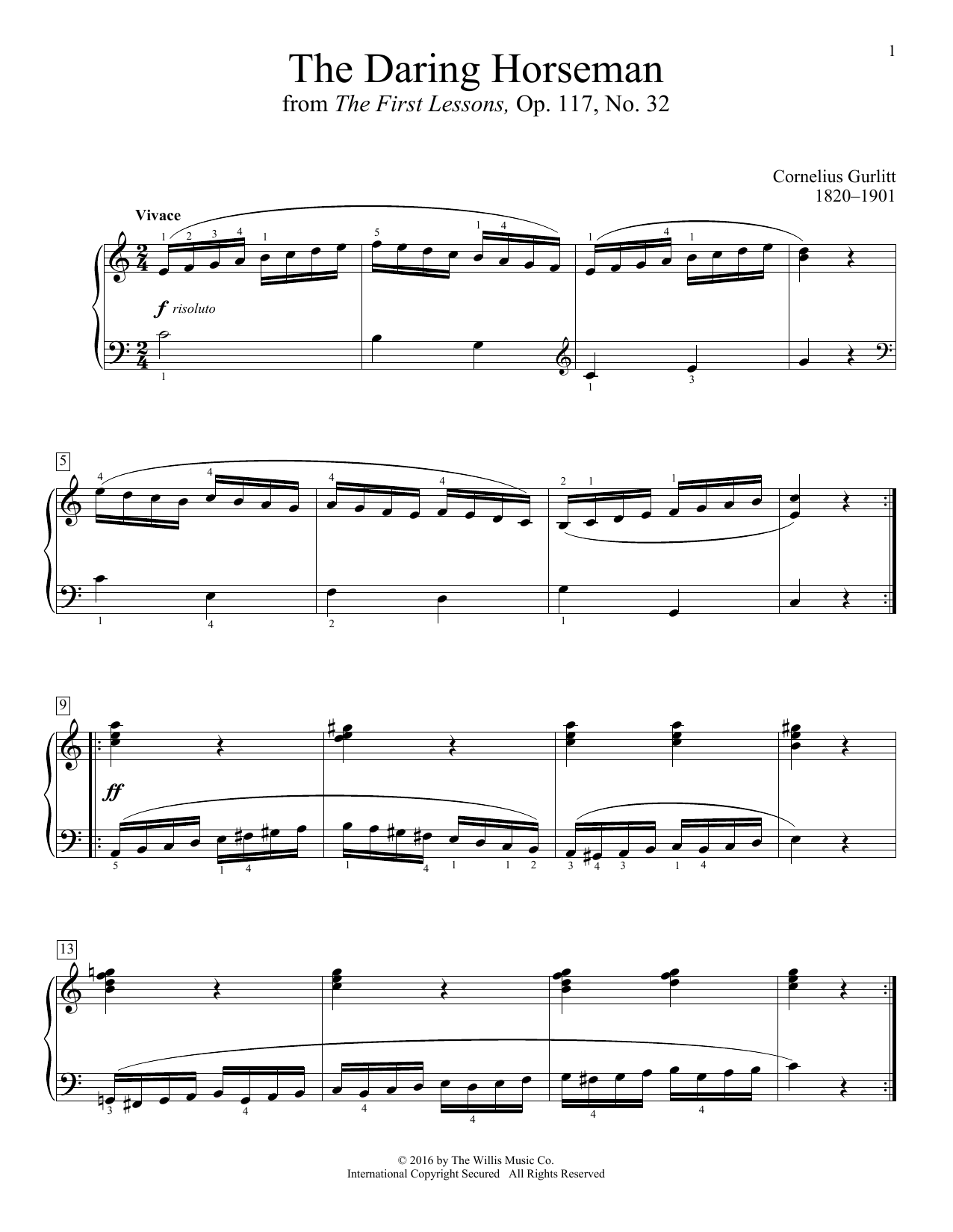 Cornelius Gurlitt The Daring Horseman Sheet Music Notes & Chords for Educational Piano - Download or Print PDF Cornelius Gurlitt The Daring Horseman Sheet Music Notes & Chords for Educational Piano - Download or Print PDF
