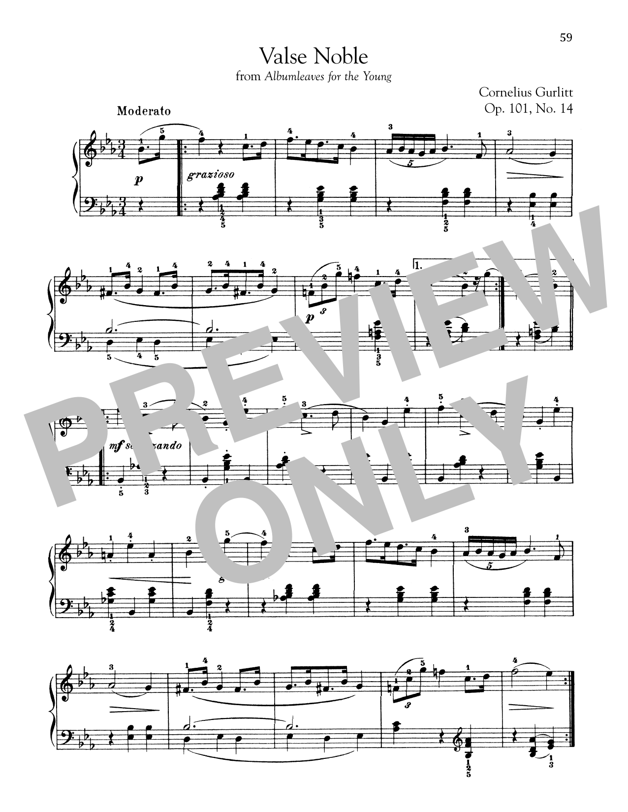 Cornelius Gurlitt Valse Noble, Op. 101, No. 14 Sheet Music Notes & Chords for Piano - Download or Print PDF