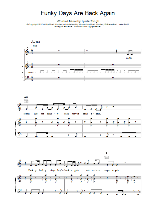 Funky Days Are Back Again sheet music