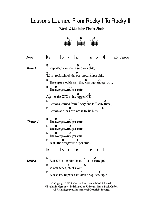 Cornershop Lessons Learned From Rocky I To Rocky Iii Sheet Music Download Pdf Score 104757