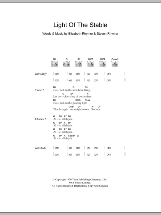 Cornershop Light Of The Stable Sheet Music Notes & Chords for Lyrics & Chords - Download or Print PDF Cornershop Light Of The Stable Sheet Music Notes & Chords for Lyrics & Chords - Download or Print PDF