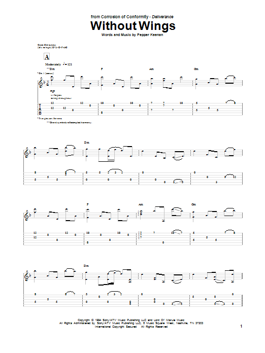 Corrosion Of Conformity Without Wings Sheet Music Notes & Chords for Guitar Tab - Download or Print PDF