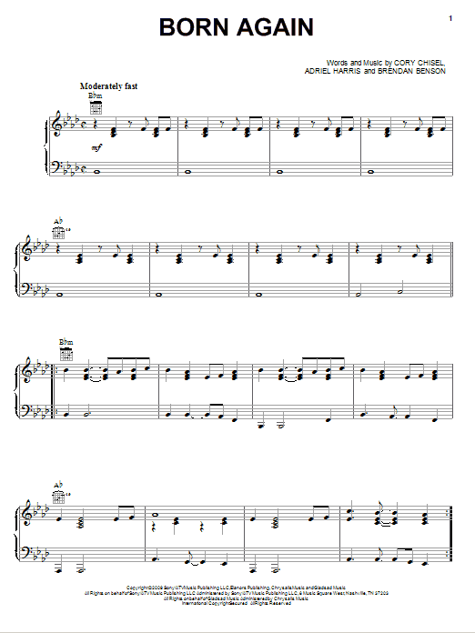 Cory Chisel And The Wandering Sons Born Again Sheet Music Notes & Chords for Piano, Vocal & Guitar (Right-Hand Melody) - Download or Print PDF