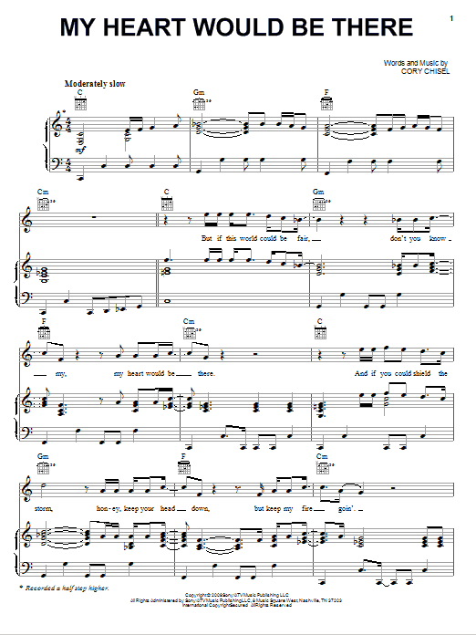 Cory Chisel And The Wandering Sons My Heart Would Be There Sheet Music Notes & Chords for Piano, Vocal & Guitar (Right-Hand Melody) - Download or Print PDF