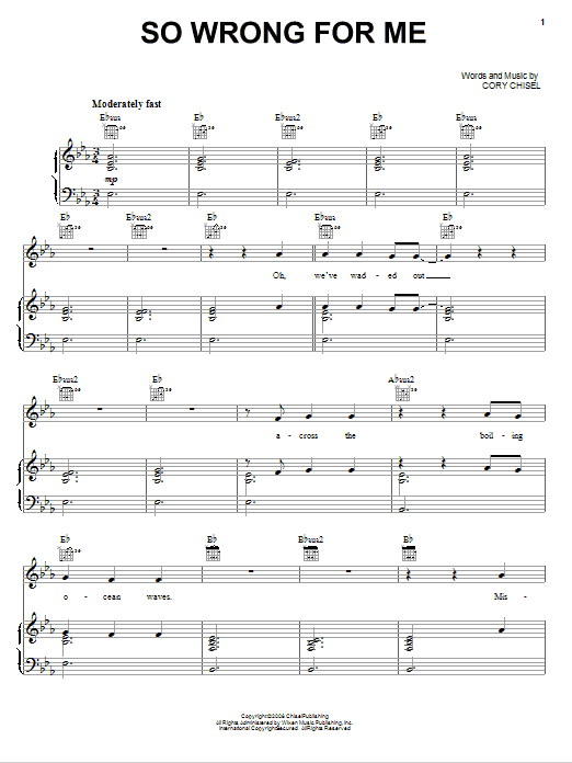Cory Chisel And The Wandering Sons So Wrong For Me Sheet Music Notes & Chords for Piano, Vocal & Guitar (Right-Hand Melody) - Download or Print PDF