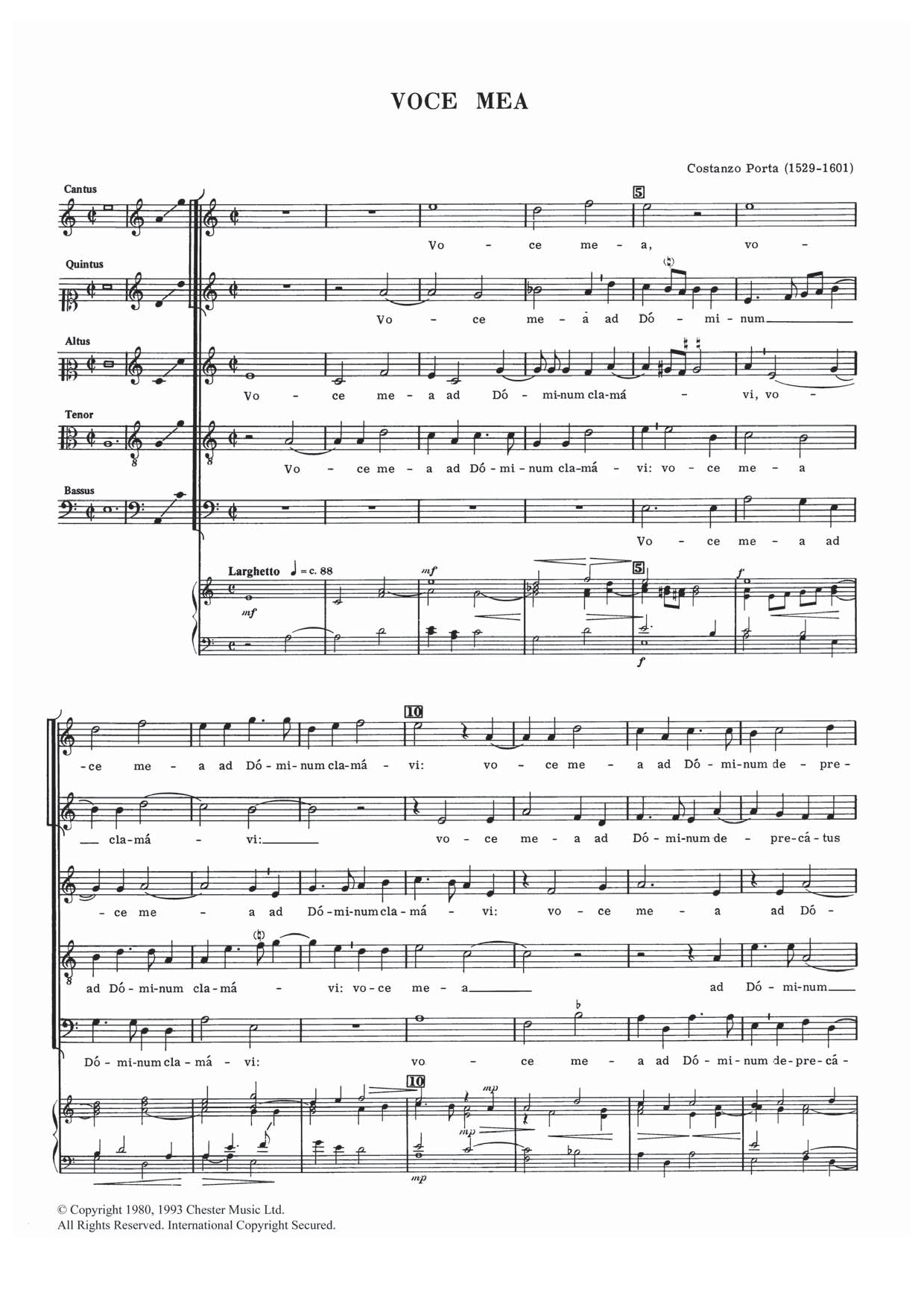 Costanzo Porta Voce Mea Sheet Music Notes & Chords for Choral SAATB - Download or Print PDF