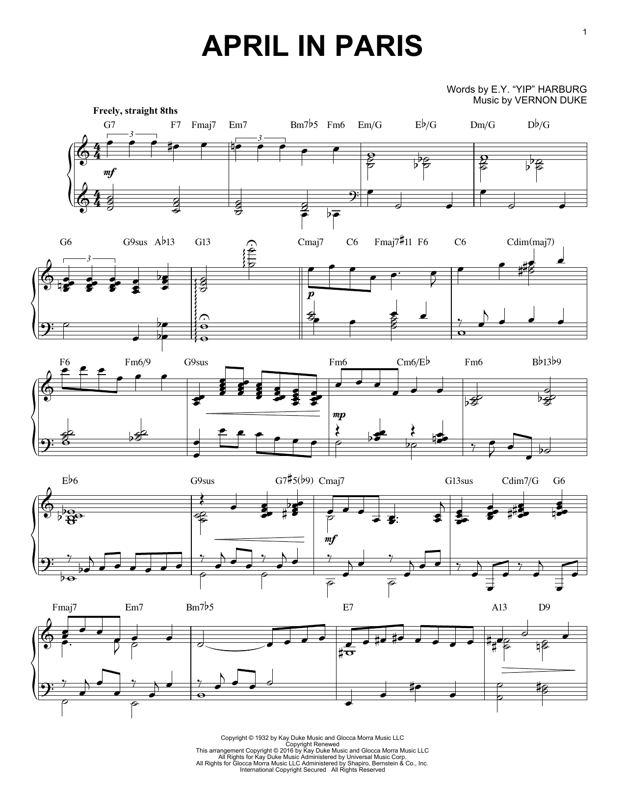 Count Basie April In Paris (arr. Brent Edstrom) Sheet Music Notes & Chords for Piano - Download or Print PDF