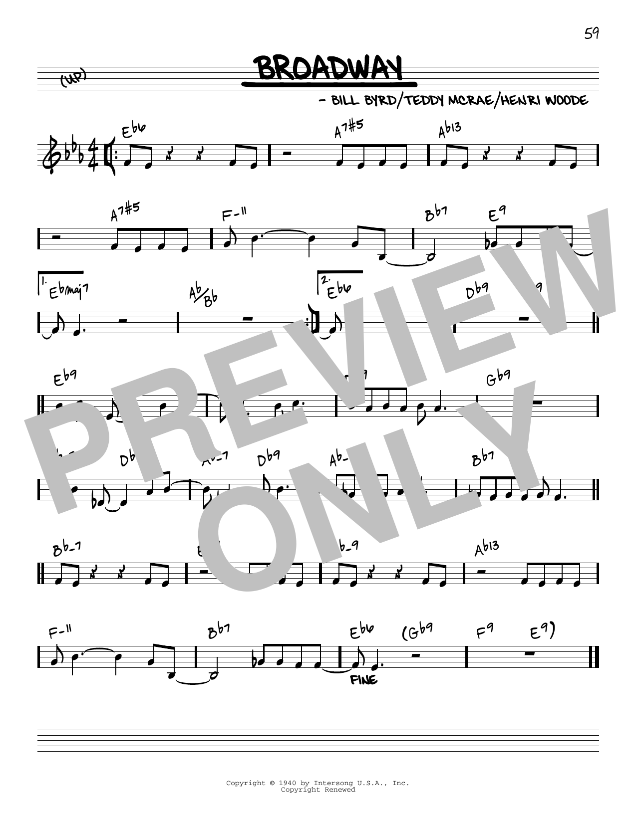 Count Basie Broadway [Reharmonized version] (arr. Jack Grassel) Sheet Music Notes & Chords for Real Book – Melody & Chords - Download or Print PDF