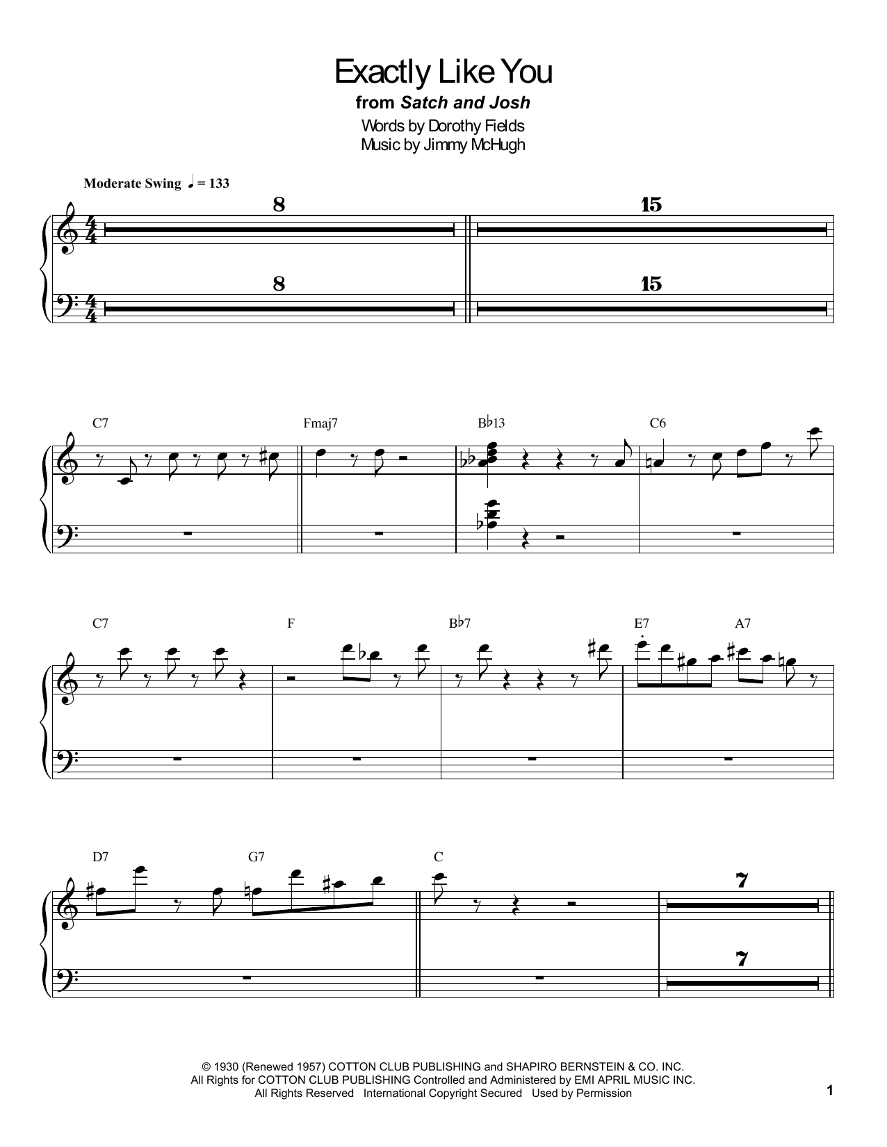 Count Basie Exactly Like You Sheet Music Notes & Chords for Piano Transcription - Download or Print PDF