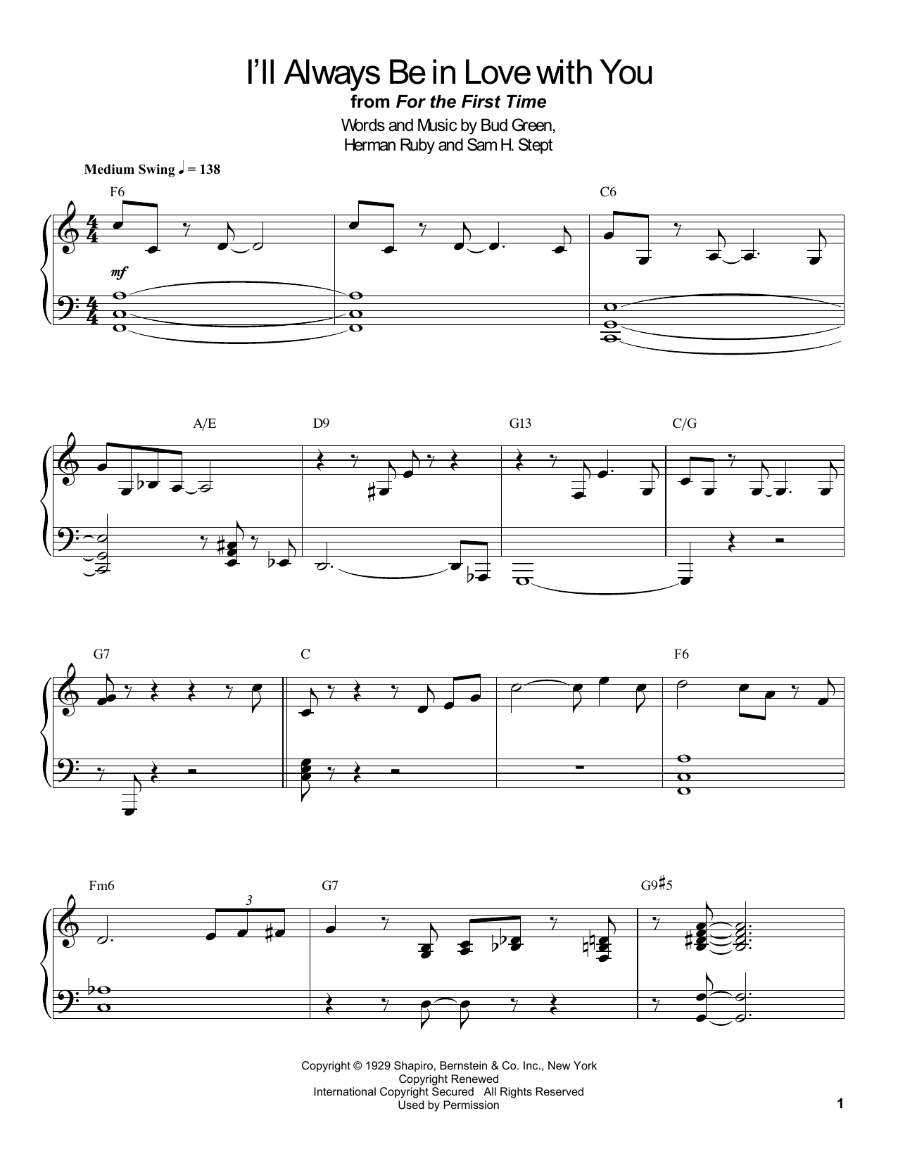 Count Basie I'll Always Be In Love With You Sheet Music Notes & Chords for Piano Transcription - Download or Print PDF
