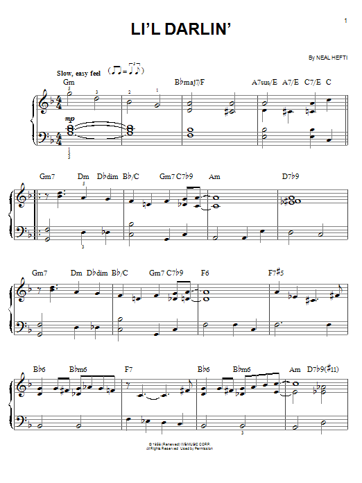 Count Basie Li'l Darlin' Sheet Music Notes & Chords for Easy Piano - Download or Print PDF