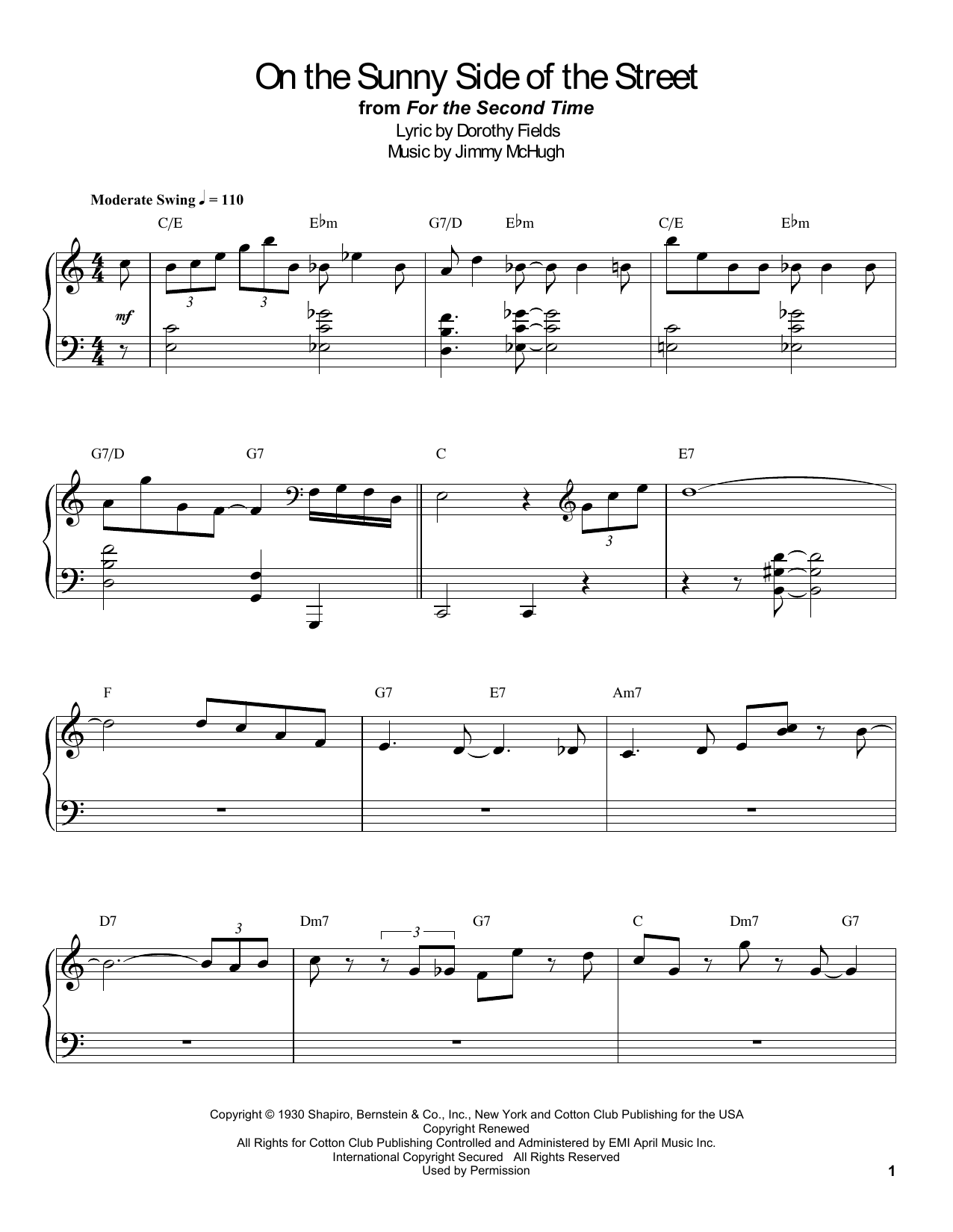 Count Basie On The Sunny Side Of The Street Sheet Music Notes & Chords for Piano Transcription - Download or Print PDF