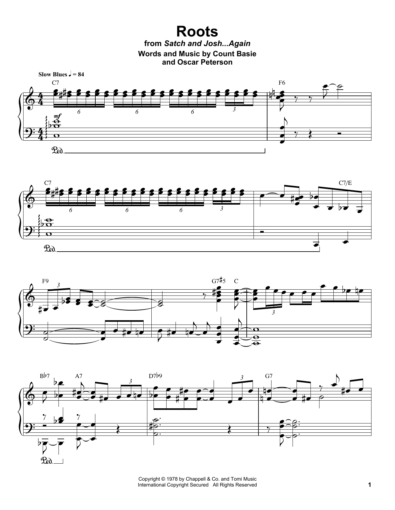 Count Basie Roots Sheet Music Notes & Chords for Piano Transcription - Download or Print PDF
