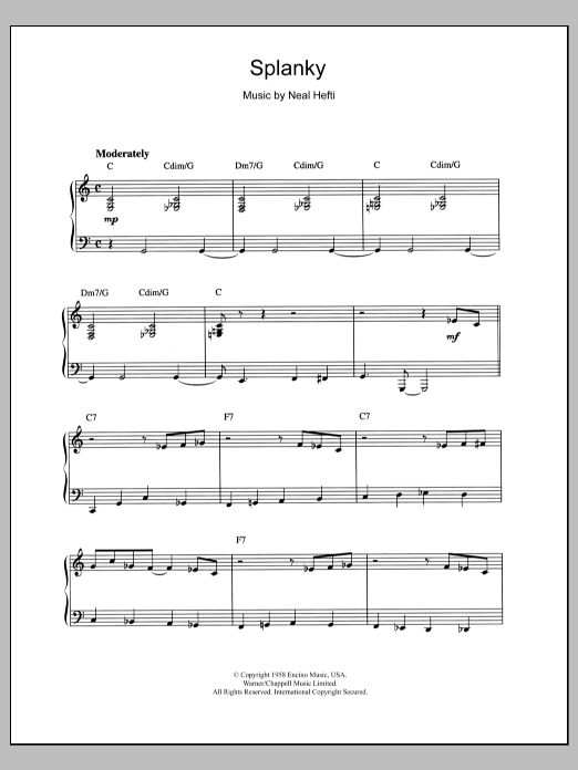 Count Basie Splanky Sheet Music Notes & Chords for Piano - Download or Print PDF