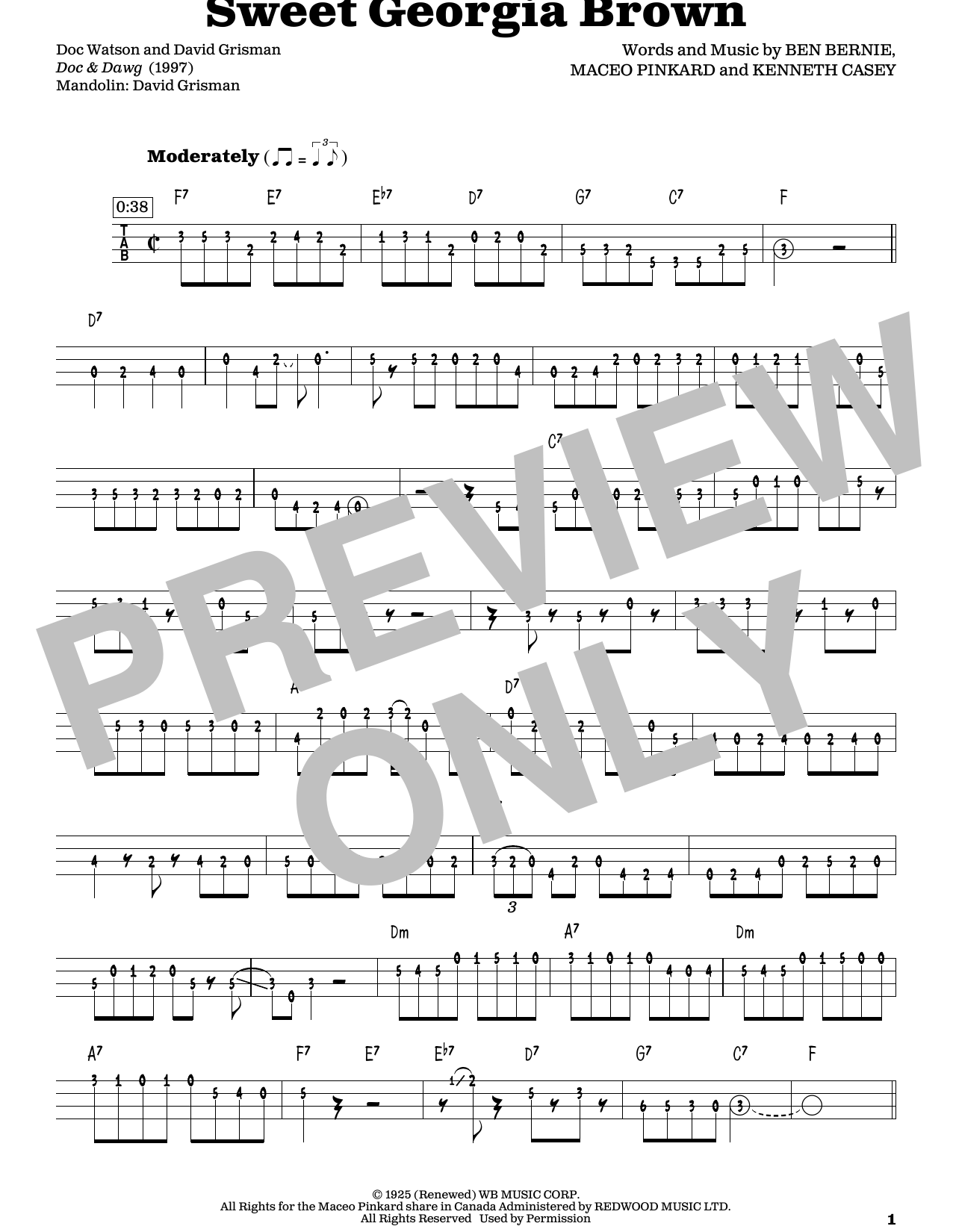 Count Basie Sweet Georgia Brown (arr. Fred Sokolow) Sheet Music Notes & Chords for Mandolin - Download or Print PDF