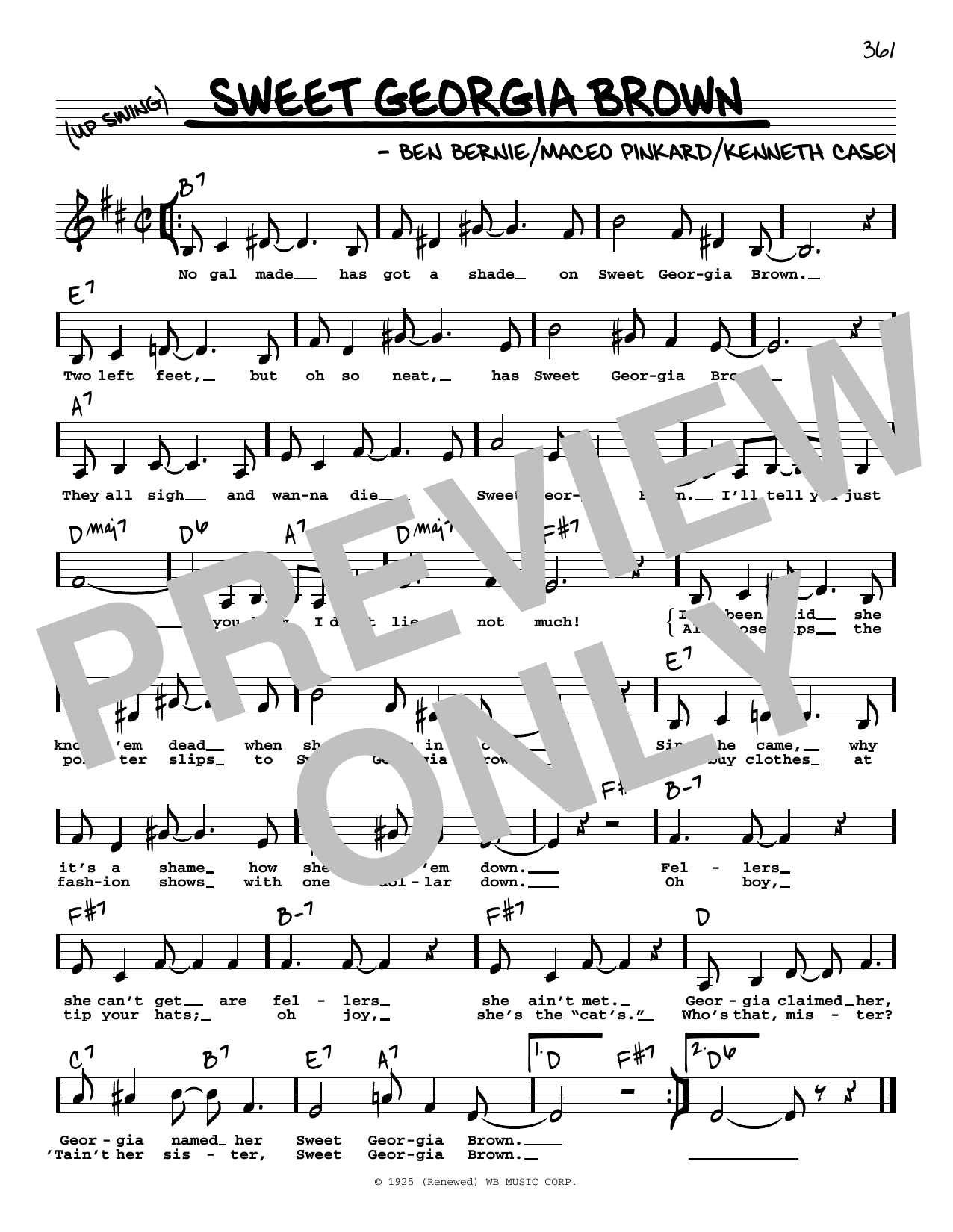 Count Basie Sweet Georgia Brown (Low Voice) Sheet Music Notes & Chords for Real Book – Melody, Lyrics & Chords - Download or Print PDF