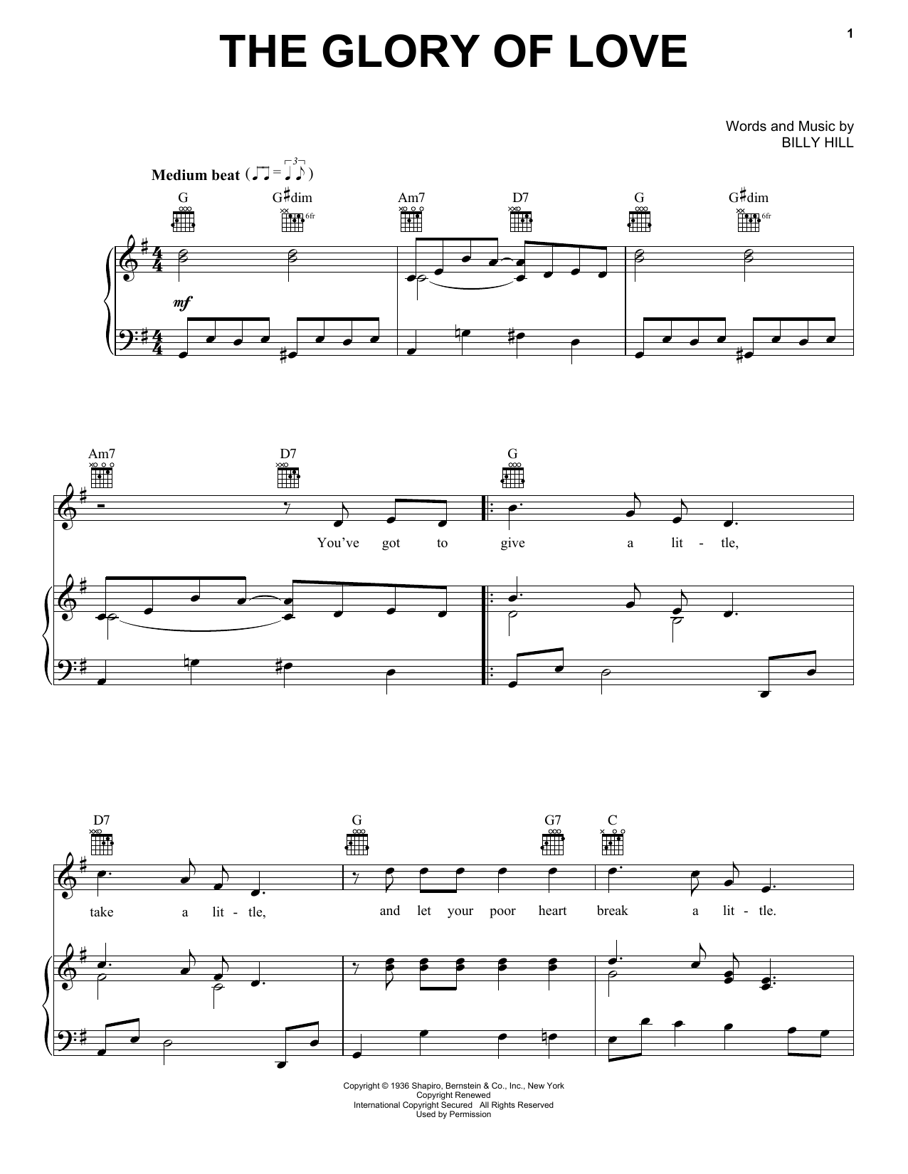 Count Basie The Glory Of Love Sheet Music Notes & Chords for Piano, Vocal & Guitar (Right-Hand Melody) - Download or Print PDF