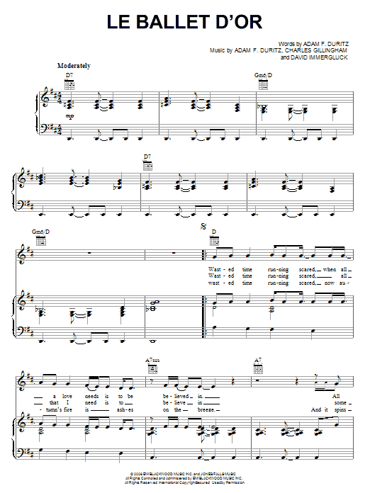Preview Counting Crows Le Ballet d'Or Rock sheet music, notes and chords for Piano, Vocal & Guitar (Right-Hand Melody), SKU: 67840 Le Ballet d'Or sheet music