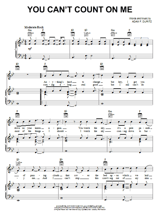 You Can't Count On Me sheet music