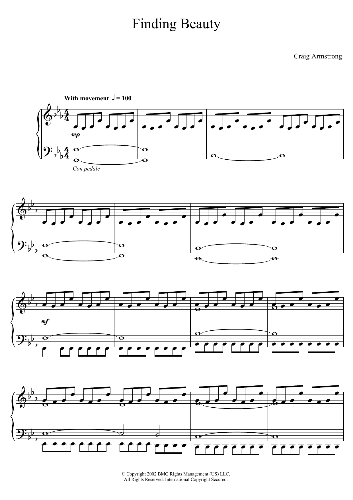 Craig Armstrong Finding Beauty Sheet Music Notes & Chords for Piano - Download or Print PDF