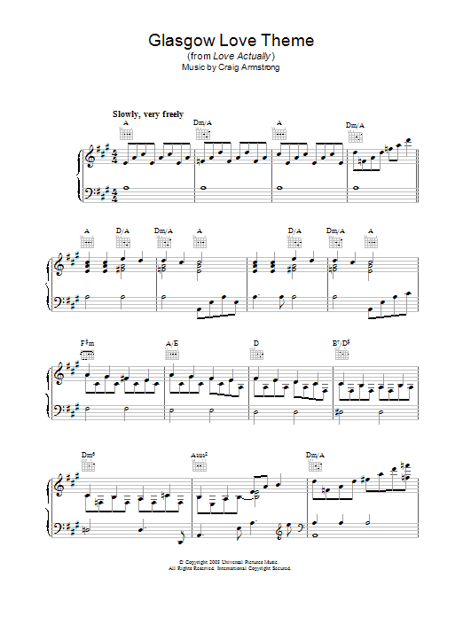 Craig Armstrong Glasgow Love Theme Sheet Music Notes & Chords for Keyboard - Download or Print PDF