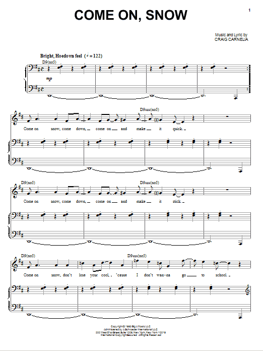 Craig Carnelia Come On, Snow Sheet Music Notes & Chords for Piano & Vocal - Download or Print PDF