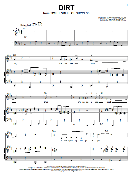 Craig Carnelia Dirt Sheet Music Notes & Chords for Piano & Vocal - Download or Print PDF