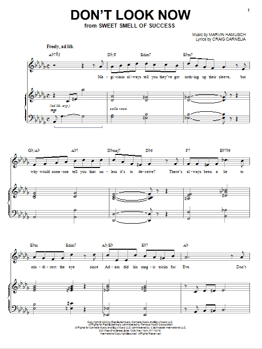 Craig Carnelia Don't Look Now Sheet Music Notes & Chords for Piano & Vocal - Download or Print PDF