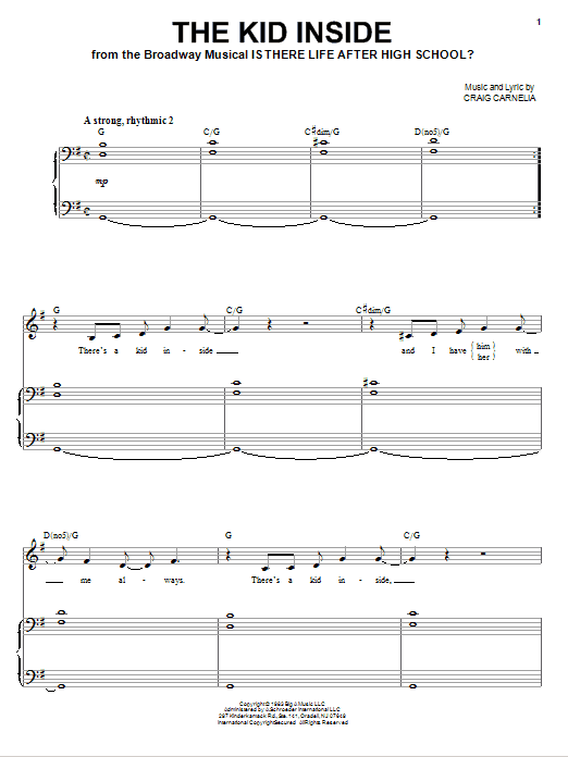 Craig Carnelia The Kid Inside Sheet Music Notes & Chords for Piano & Vocal - Download or Print PDF