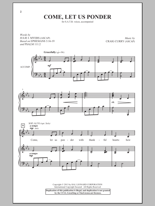 Craig Curry Come, Let Us Ponder Sheet Music Notes & Chords for SATB - Download or Print PDF