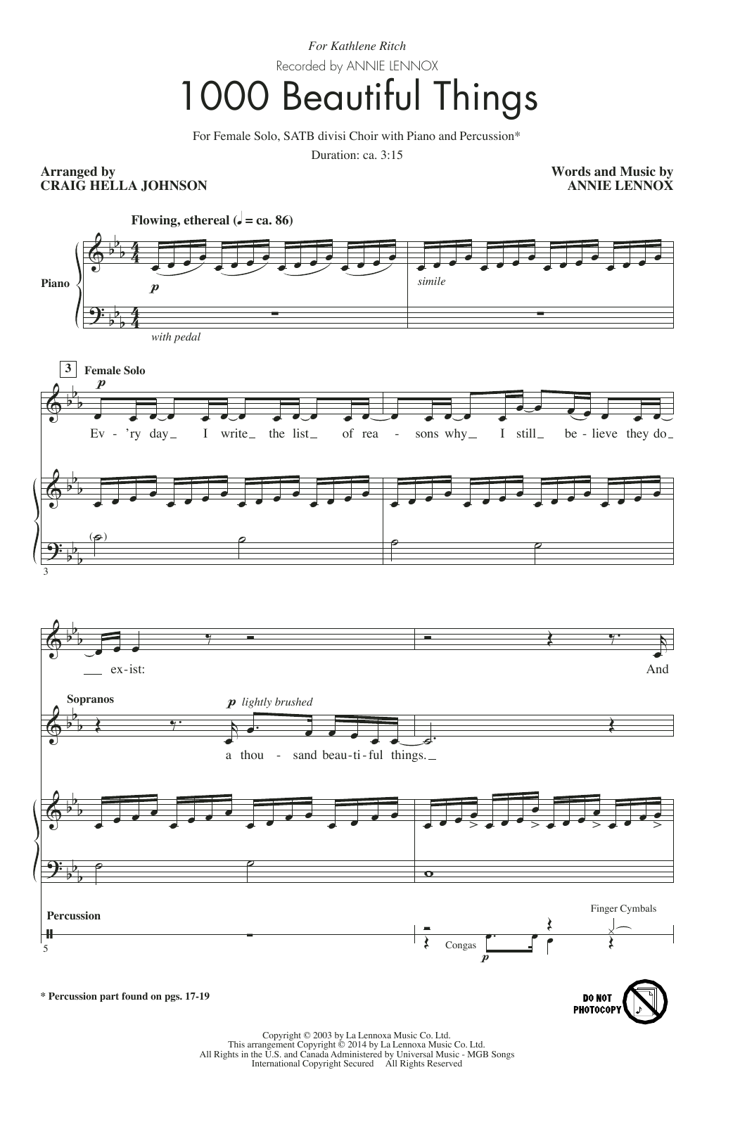 Craig Hella Johnson 1000 Beautiful Things Sheet Music Notes & Chords for Choral SSAATTBB - Download or Print PDF