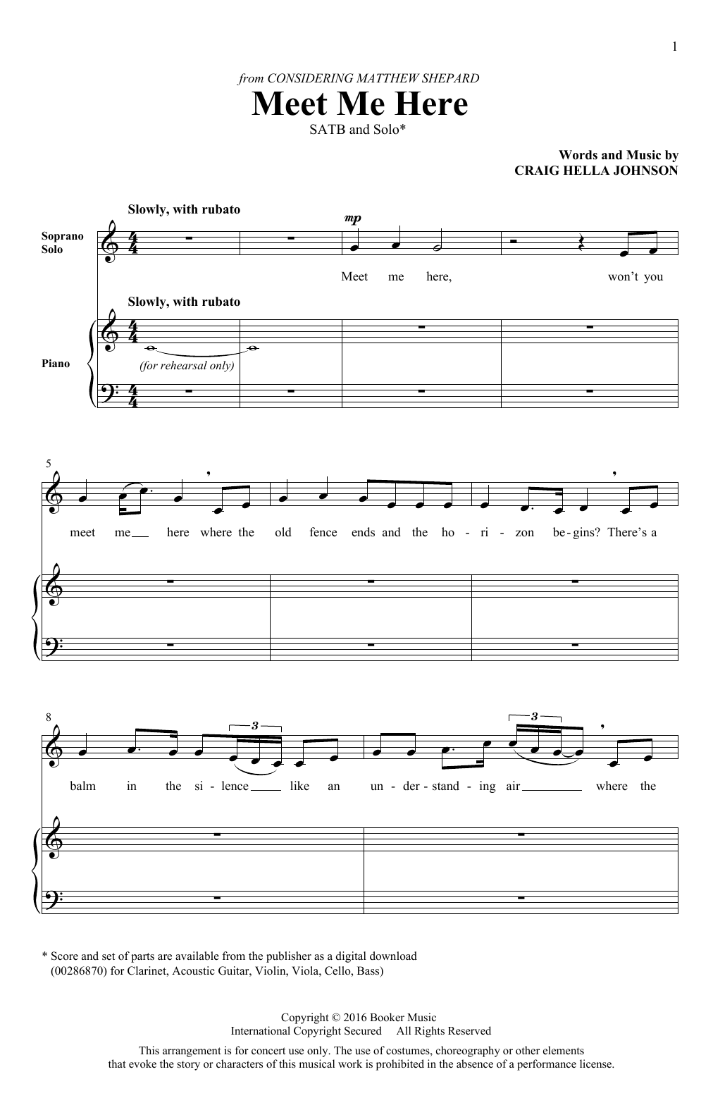 Craig Hella Johnson Meet Me Here (from Considering Matthew Shepard) Sheet Music Notes & Chords for SATB Choir - Download or Print PDF