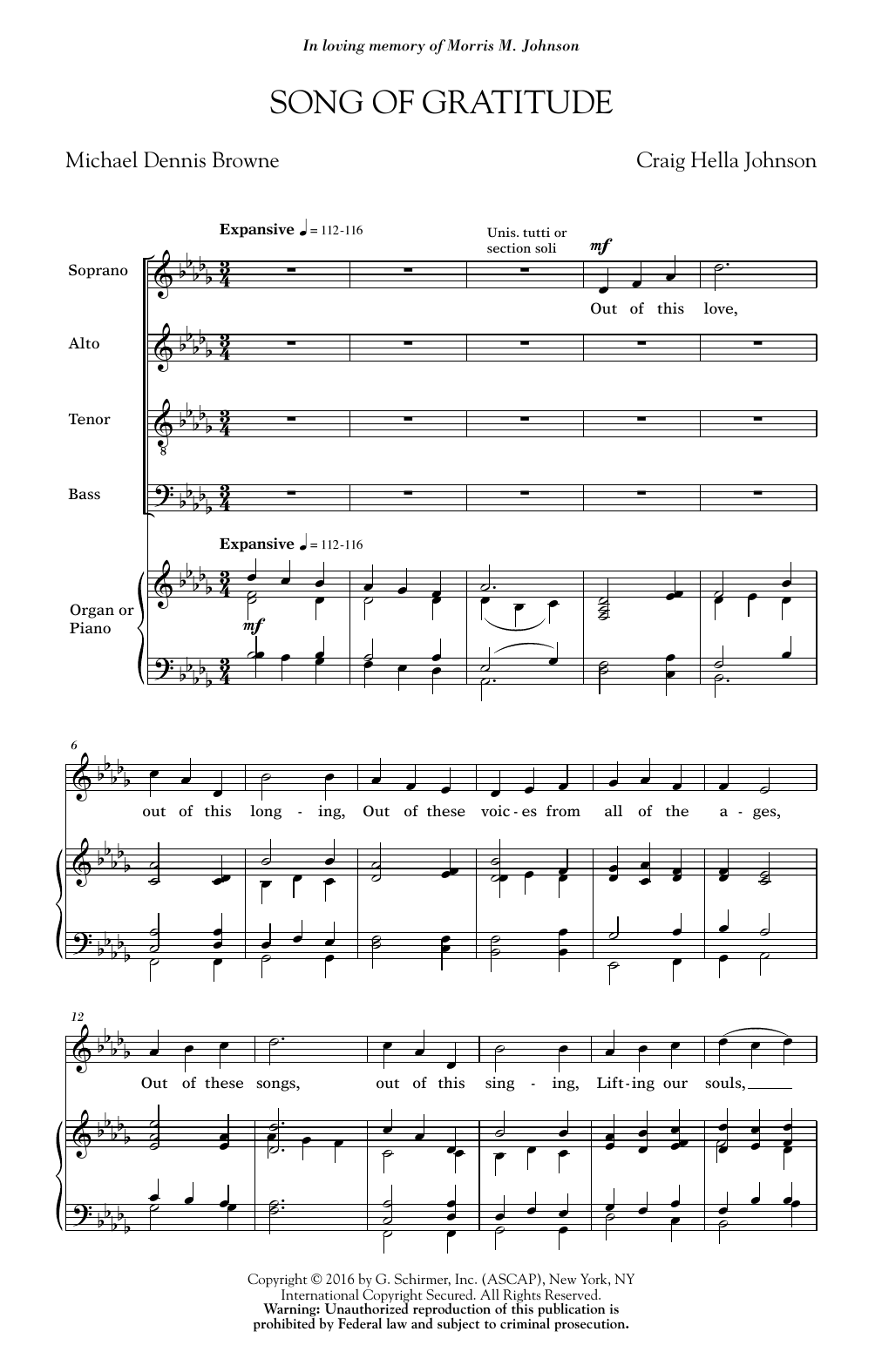 Craig Hella Johnson Song Of Gratitude Sheet Music Notes & Chords for SATB - Download or Print PDF