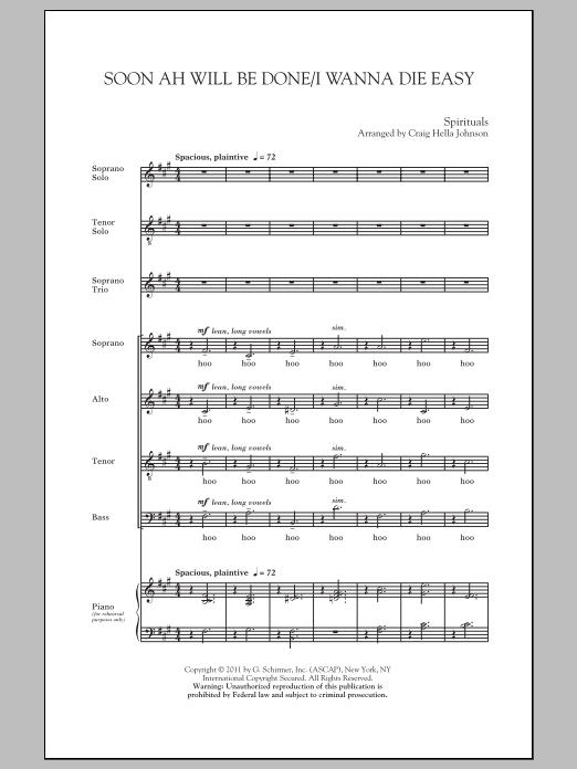 Craig Hella Johnson Soon Ah Will Be Done / I Want To Die Easy Sheet Music Notes & Chords for SATB - Download or Print PDF