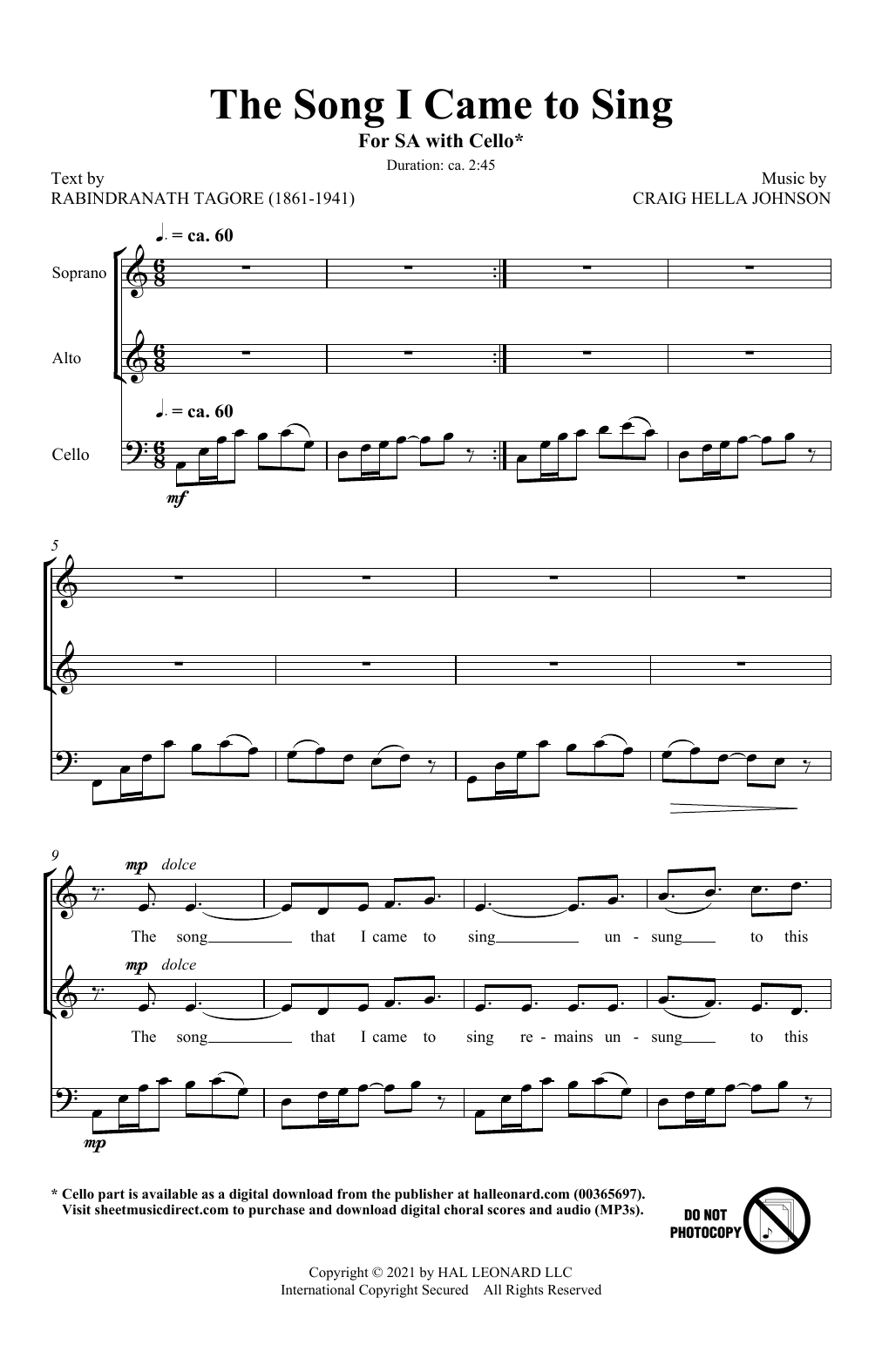 Craig Hella Johnson The Song I Came To Sing Sheet Music Notes & Chords for 2-Part Choir - Download or Print PDF