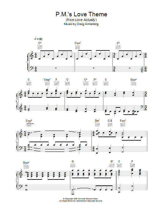 Preview Craig Armstrong P.M.'s Love Theme Film and TV sheet music, notes and chords for Piano, SKU: 26094 P.M.'s Love Theme sheet music