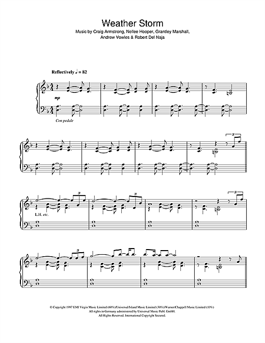 Preview Craig Armstrong Weather Storm (Piano Works version, 1994) Pop sheet music, notes and chords for Piano, SKU: 32895 Weather Storm (Piano Works version, 1994) sheet music